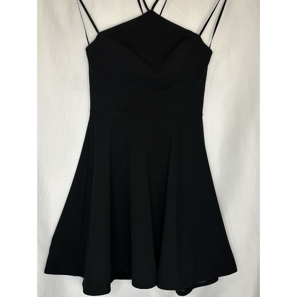 Black Mini Dress Lace Bodice Strappy Size 7 My Michelle Party Evening